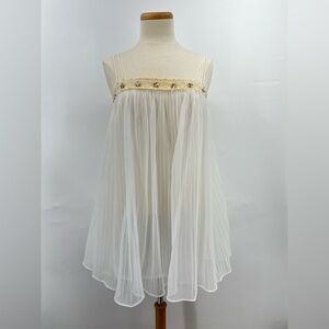 Vtg 60s Eye Ful by Flaums XS/S negligée Crochet 0001 flower Lace trim sheer